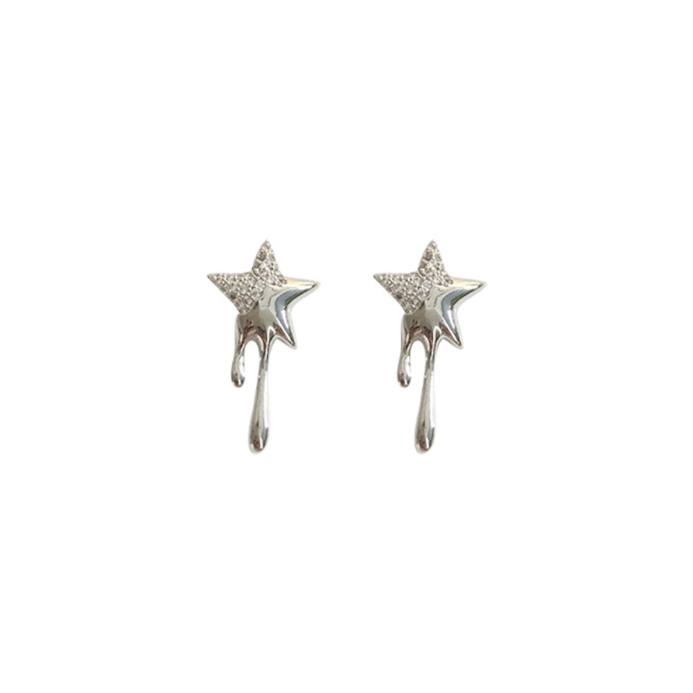 Water Drop Star Earrings Desain Sederhana Lava Star Earrings Kepribadian Temperamen Rasa Canggih Anti-Bordir Anting Permen Perhiasan