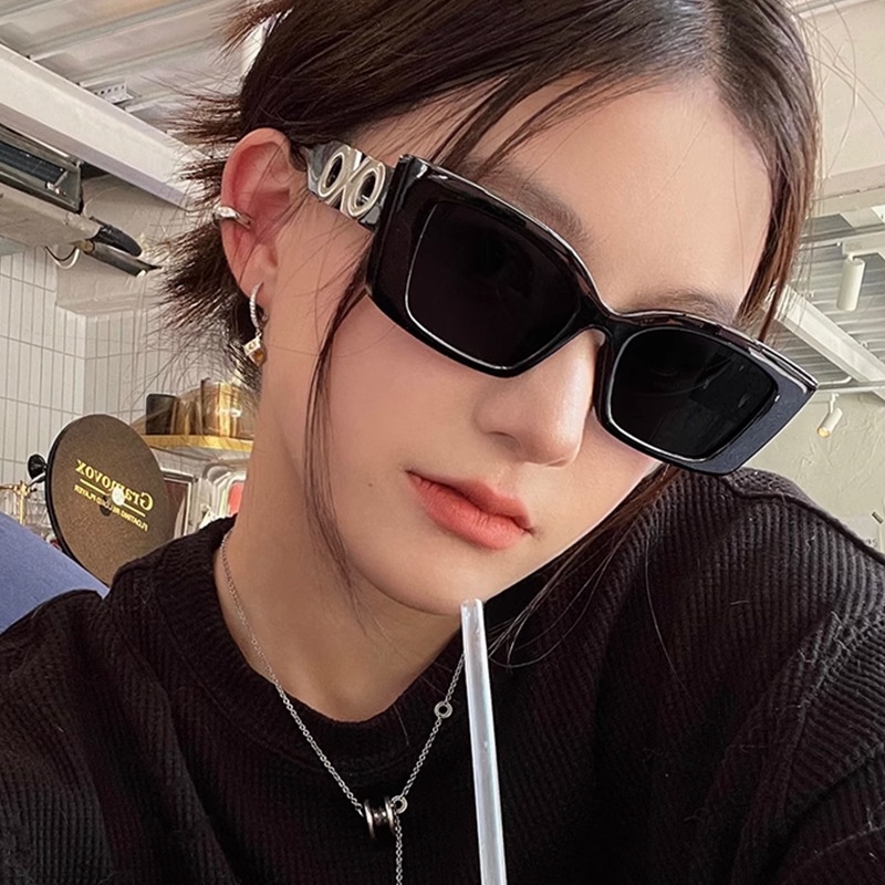 (YUZHU) Gadis Manis Panas American Cat Eye Kerawang Kacamata Hitam Untuk Wanita Korea Fashion Y2K Milenial Sunglasses