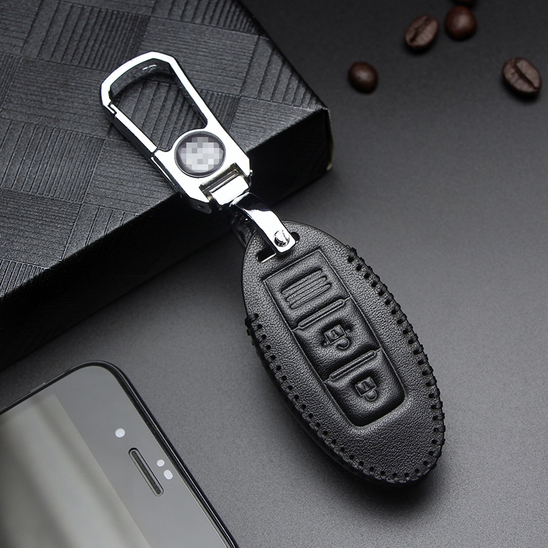 Untuk Nissan Almera Navara X-Trail Serena Livina Sylphy Remote Key Cover Leather Key Case