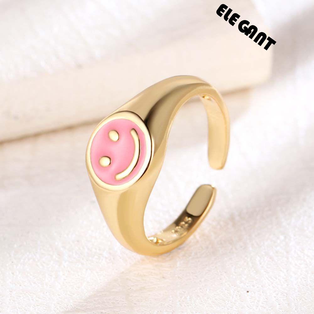 [Elegan] Cincin Terbuka Temperamen Lucu Menetes Minyak Wanita Warna Permen Korea Fashion Perhiasan