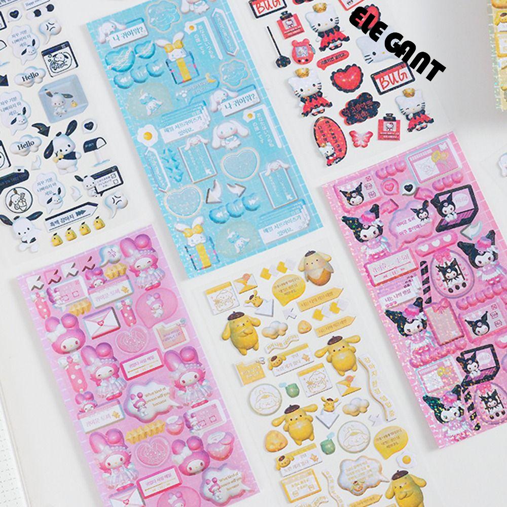 [Elegan] Goo Card Guka Sticker Anime Lucu Kartun Mainan Anak Scrapbooking Aesthetic Melody Kuromi Perekat Diary Sticker