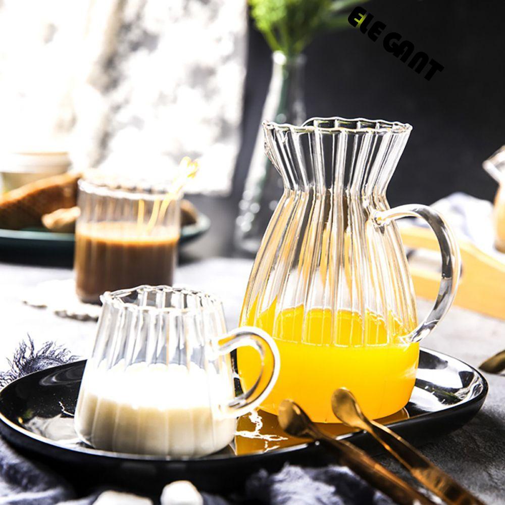 [Elegan] Milk Jug 1pcs Gelas Simple Tahan Panas Berkualitas Transparan Drinkware Pemisah Kopi