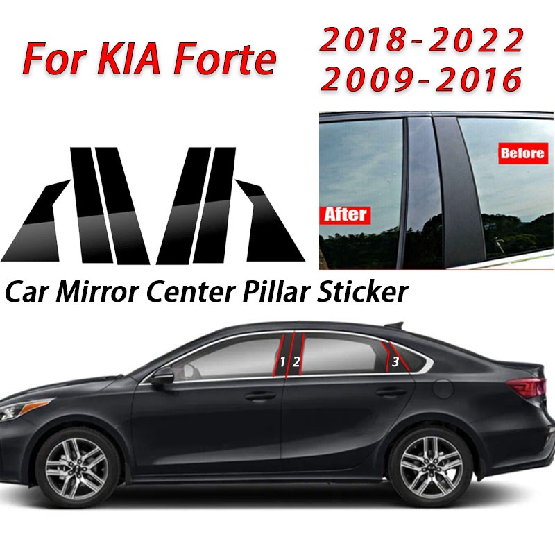 6pcs Window Trim Cover B C Stiker Kolom Tengah Cocok Untuk KIA Forte 2009-2016 2018 2019 2020 2021 Polished Pillar Posting