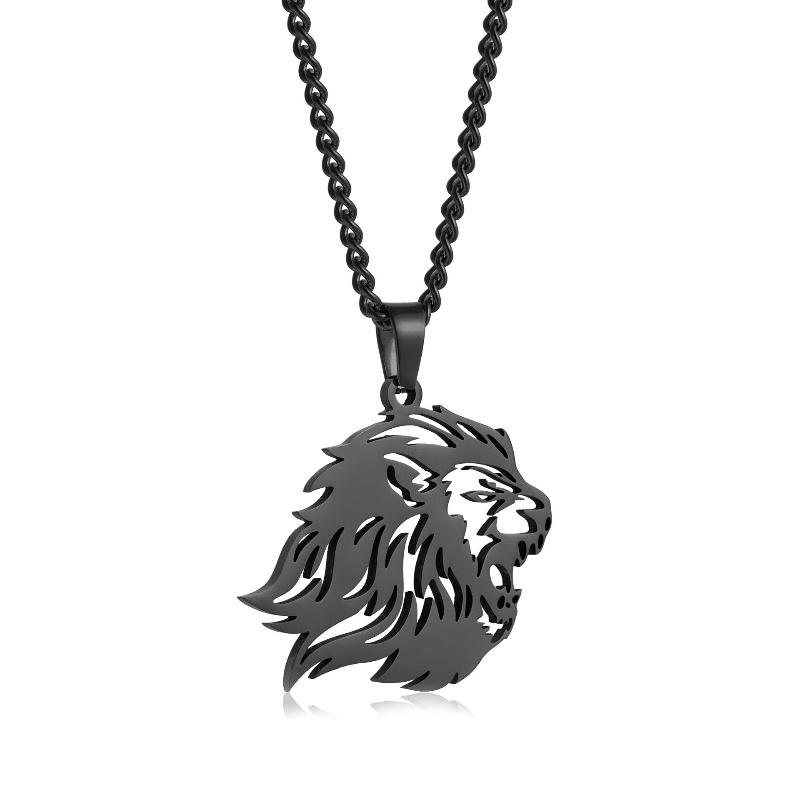 Z H Perhiasan Hip-hop Rock Stainless Steel Mendominasi Singa Liontin Untuk Pria Dan Wanita Fashion Baja Titanium Kalung Retro Punk Aksesoris Pesta