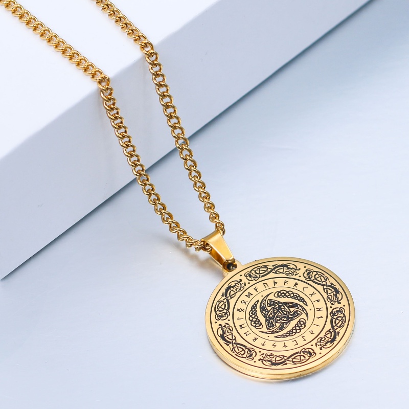 Z H Perhiasan Vintage Nordic Viking Irlandia Konsentrik Simpul Liontin Fashion Pria Anti Karat Kalung Hip Hop Baja Titanium Aksesoris Pesta