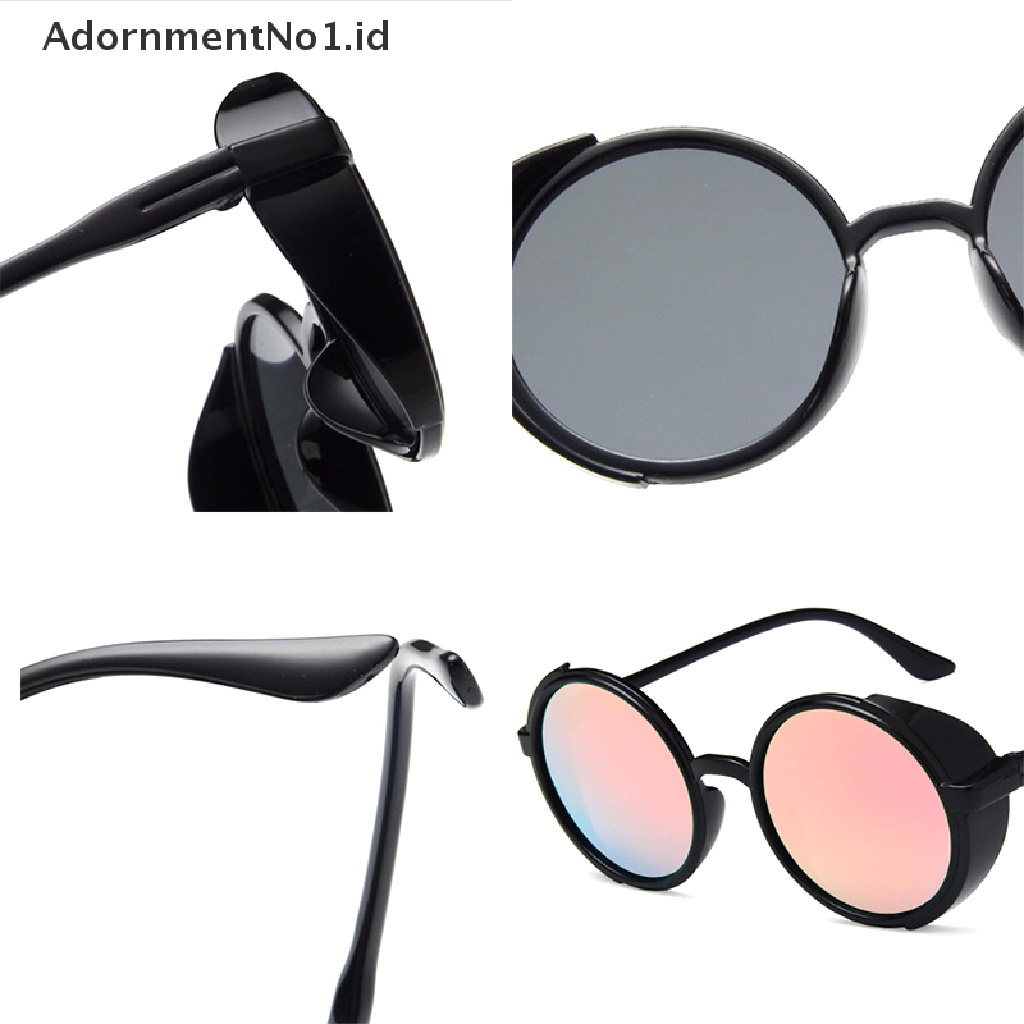 [AdornmentNo1] Kacamata Bulat Lensa Cermin Pria Wanita Fashion Steampunk Sunglasses [ID]