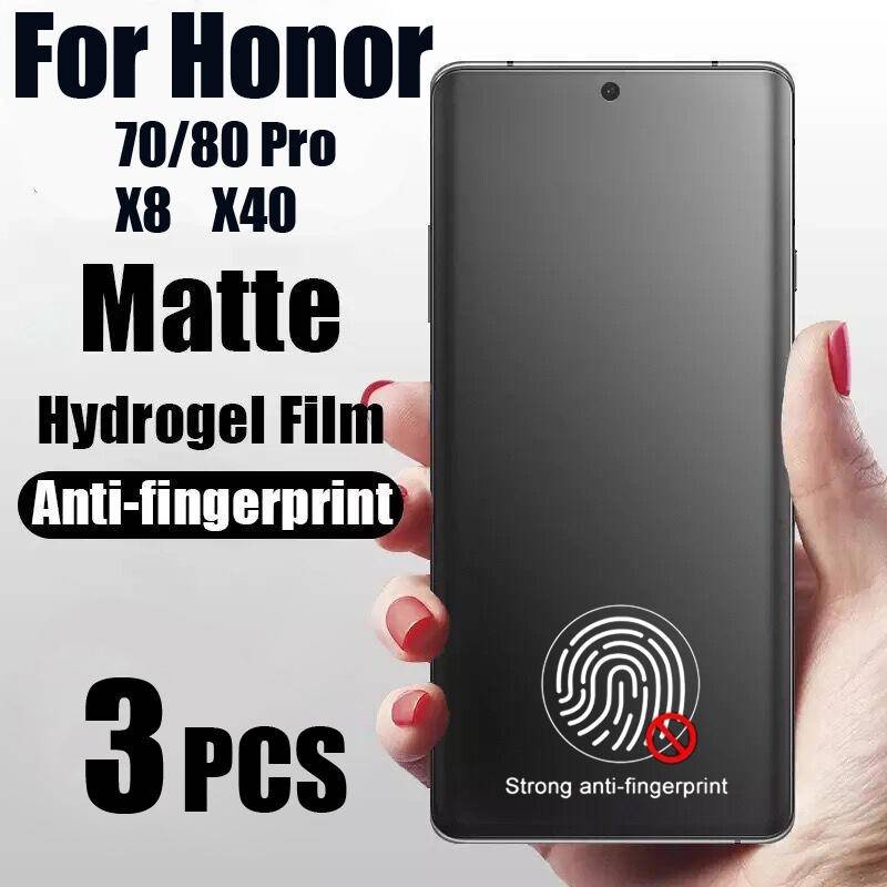 3pcs Film Hidrogel Matte Untuk Honor80 70 20 9X Pro Plus 80 GT SE X30 X7 X8 X8A X9 8x9a Full Cover Lembut Pelindung Layar Untuk Honor Magic3 4 Pro X9 20 10 Lite Bukan Tempered Gelas Kaca