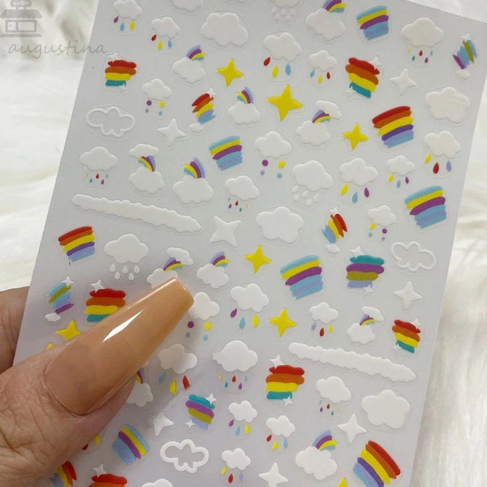 Agustin 3D Stiker Kuku Wanita Perekat Diri Awan DIY Nail Decals