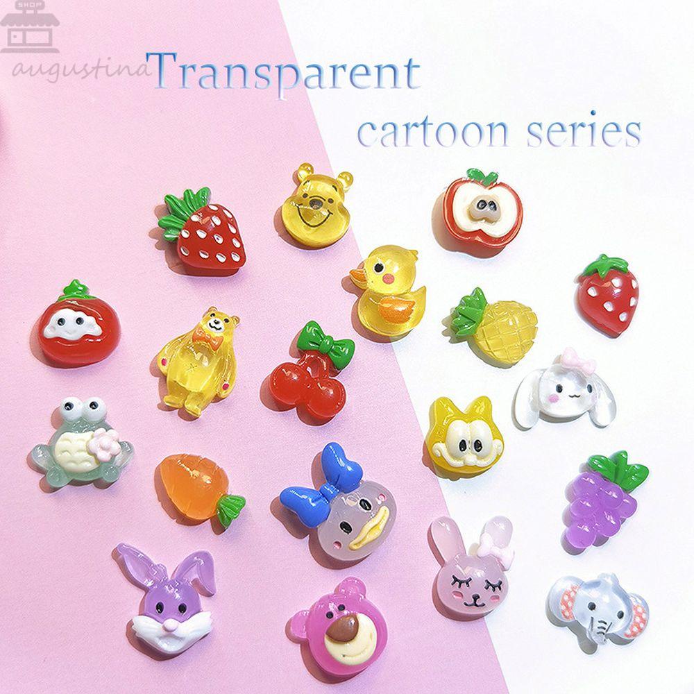 Agustin 3D Dekorasi Nail Art Wanita Resin Kucing Bebek Kartun Buah Buahan Nail Art Berlian Imitasi