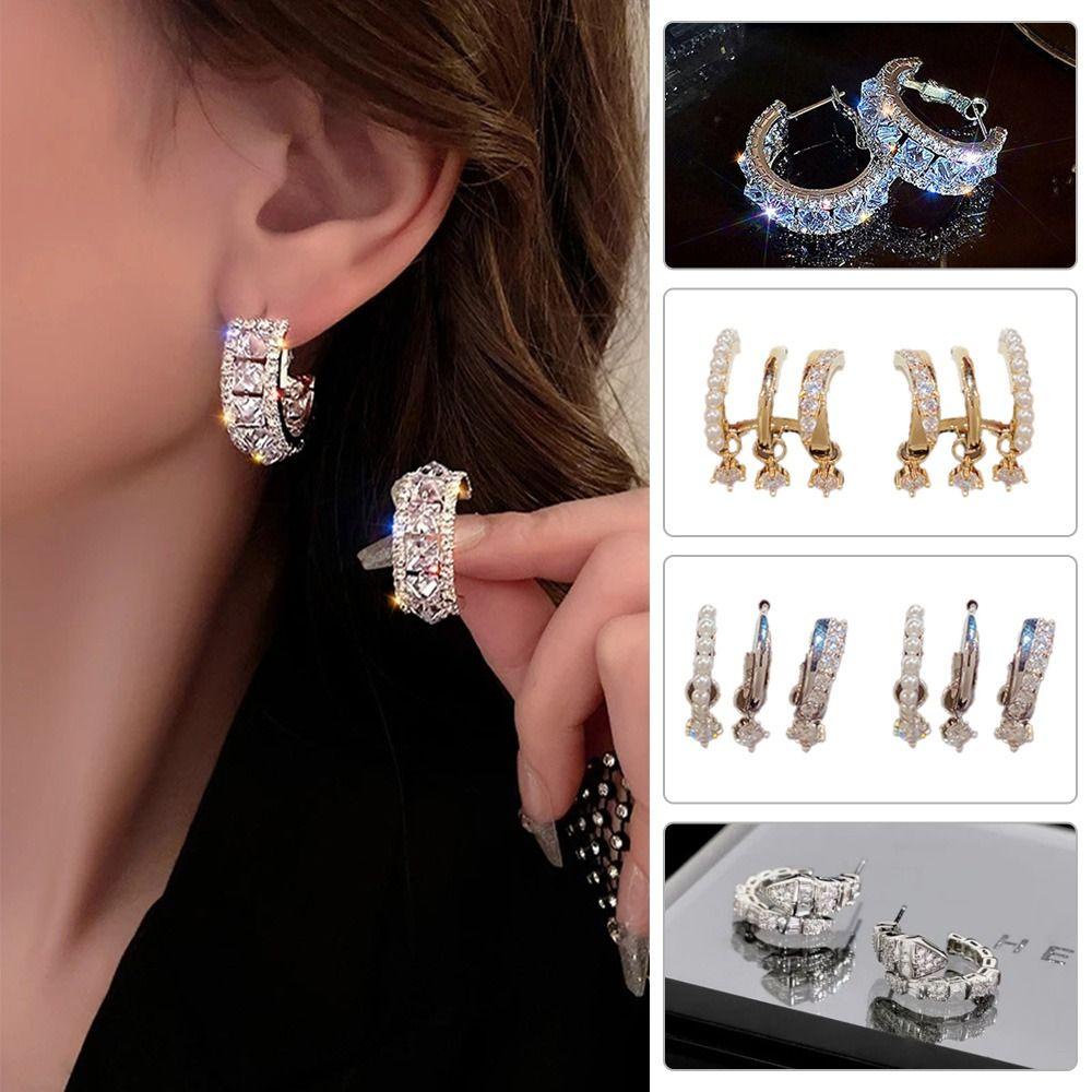 Anting Nanas Temperamen Wanita Gadis Indah Perhiasan Hadiah Kubik Zirkon Stud Earrings