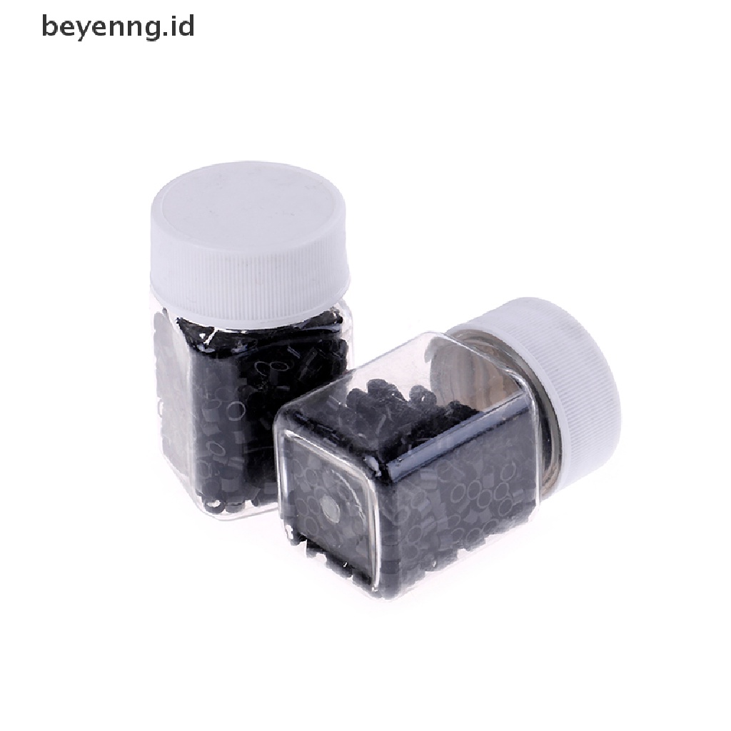 Beyen 500Pcs 4mm Manik-Manik Kaitan Cincin micro Bergaris Silikon Untuk Ekstensi Rambut Manusia ID