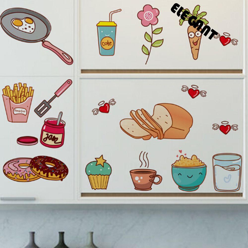 [Elegan] Stiker Dinding Lucu Removable Tahan Air Self Adhesive Motif Makanan