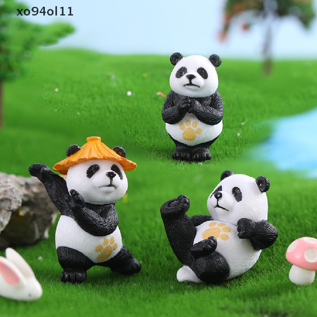 Xo 1pc Patung Panda Mini Keaslian Miniatur Taman Rumah Boneka Dekorasi Pesta Ulang Tahun Lucu Micro Room Home Decor OL