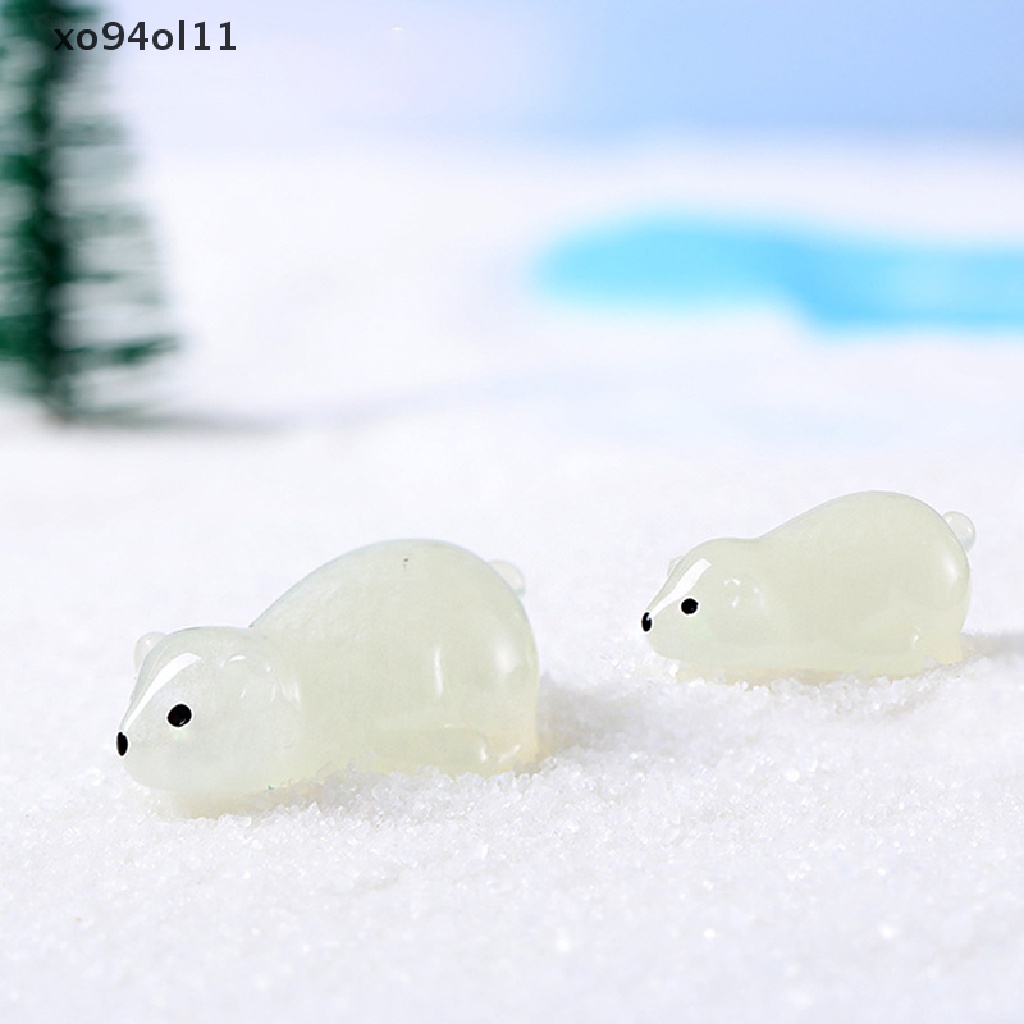 Xo 1Pc Luminous Polar Bear Micro Ornamen Miniatur Pot Dekorasi Lanskap OL