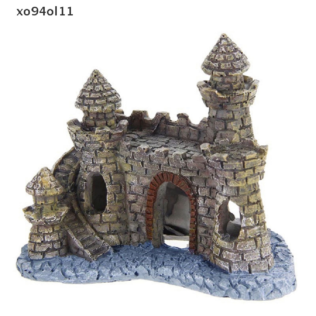 Xo Polyresin Tower Castle Aquarium Ornamen Aksesoris Dekorasi Ikan New OL