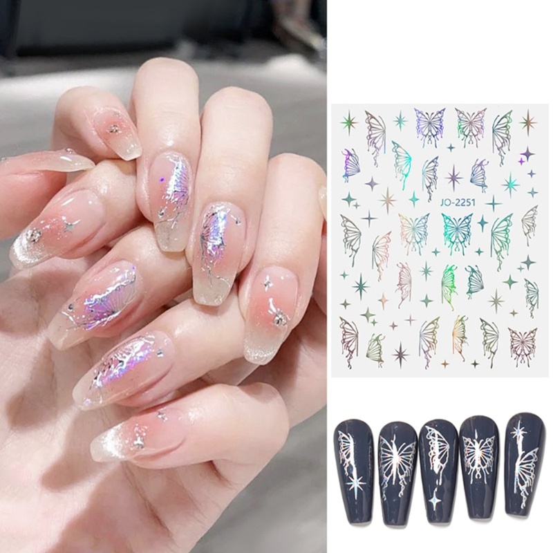 Siy 6lembar Stiker Kupu-Kupu Cair Butterfly Nail Art Stiker Kuku Decals Manicure Aksesoris DIY Dekorasi Kuku