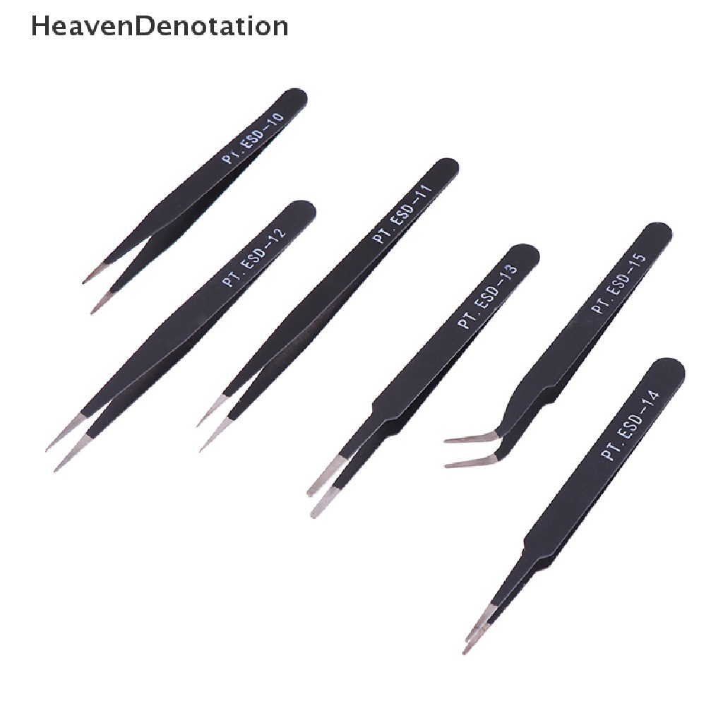 [HeavenDenotation] 6pcs Alat Perbaikan esd anti-Statis Presisi Melengkung Lurus HDV