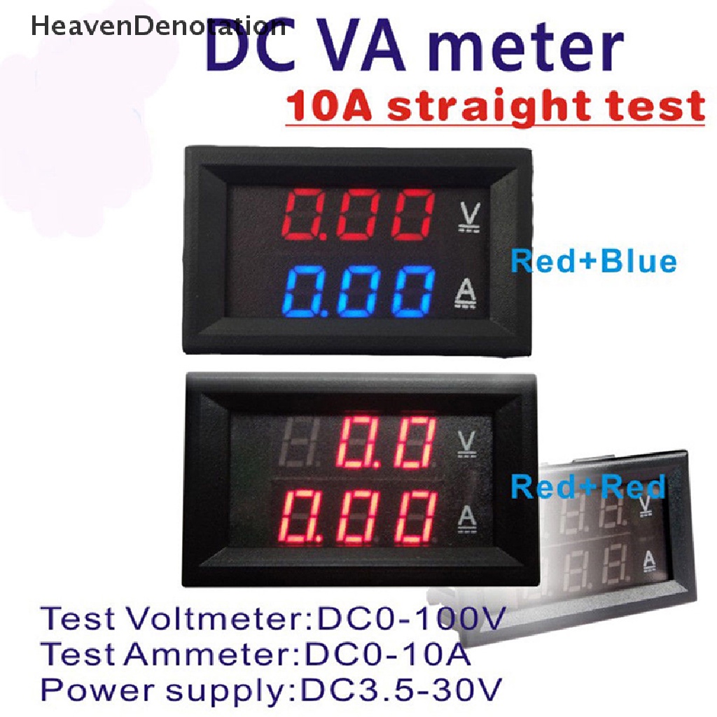 [HeavenDenotation] Dc 0-100V 10A 3bit Voltmeter Ammeter Merah Biru LED Amp Kabel New HDV