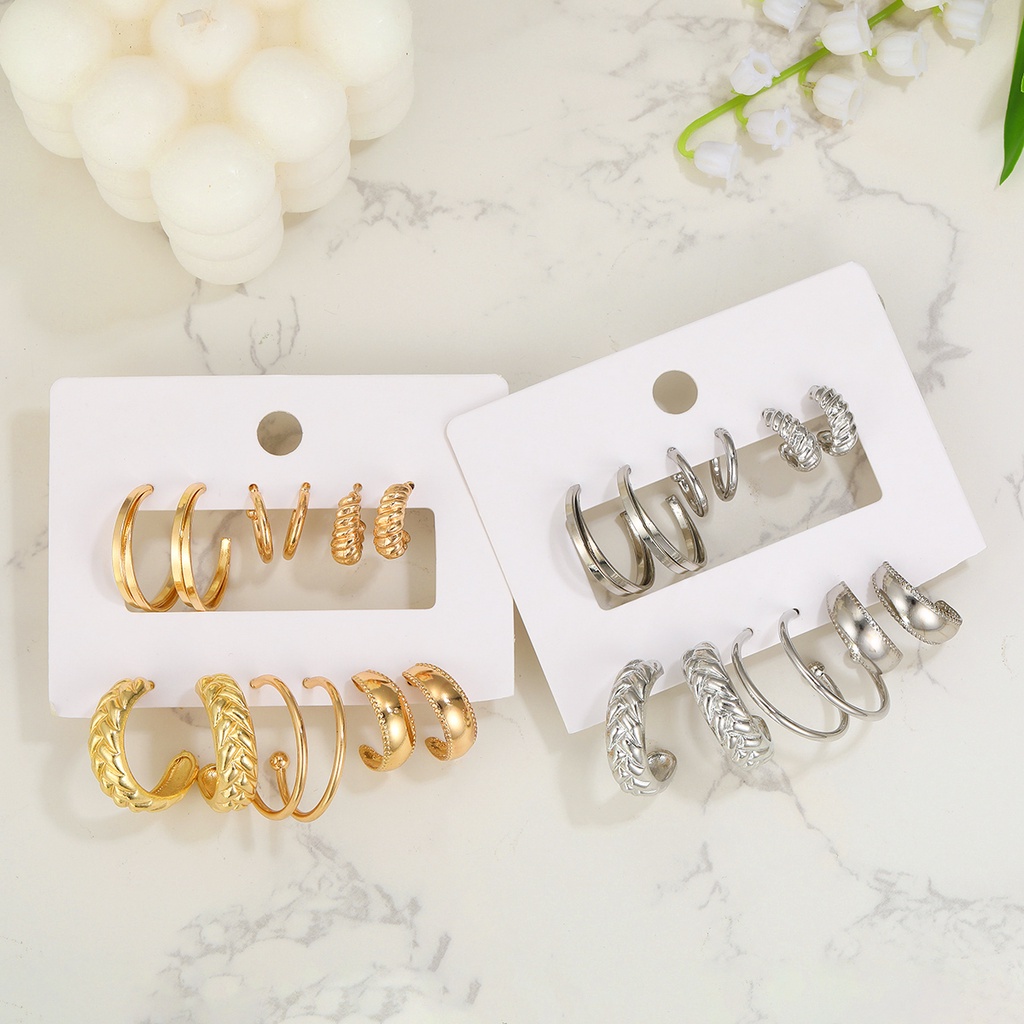 Vintage Emas Anting Set Untuk Wanita Mutiara Lingkaran Besar Hypoallergenic Hoop Earring Aksesoris Perhiasan