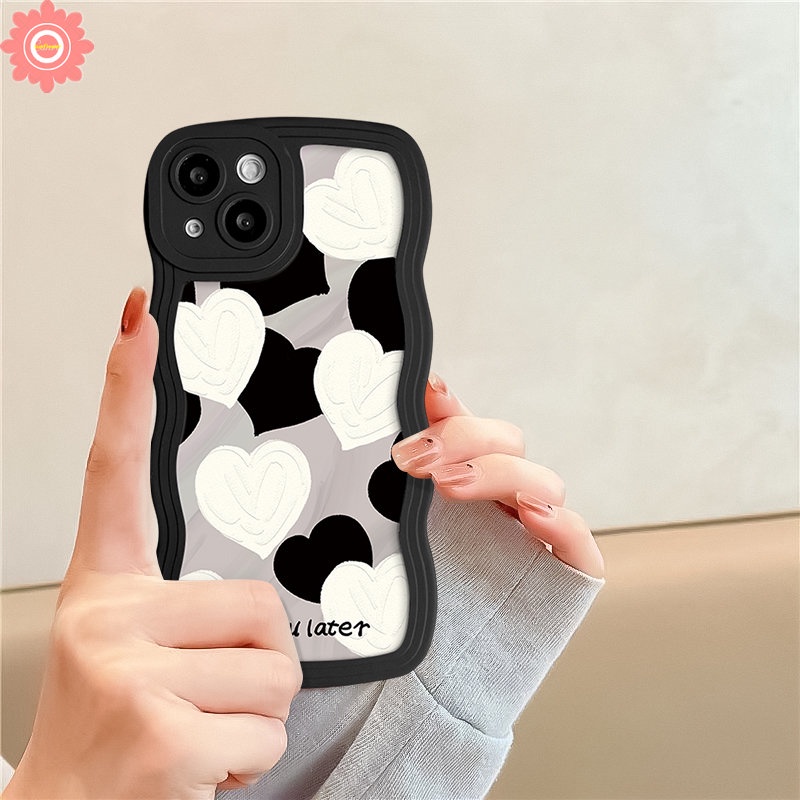 Case Oppo A54 A57 A16 A55 A5s A16K A17K A15 A17 A7 A96 A52 A95 A74 A77 A76 A1k A77s A12 A78 A58 A3s A53 Reno 8T 7 8 7Z 6 8Z A9 A5 A16s Lukisan Minyak Love Hati Bergelombang Soft Cover Tepi