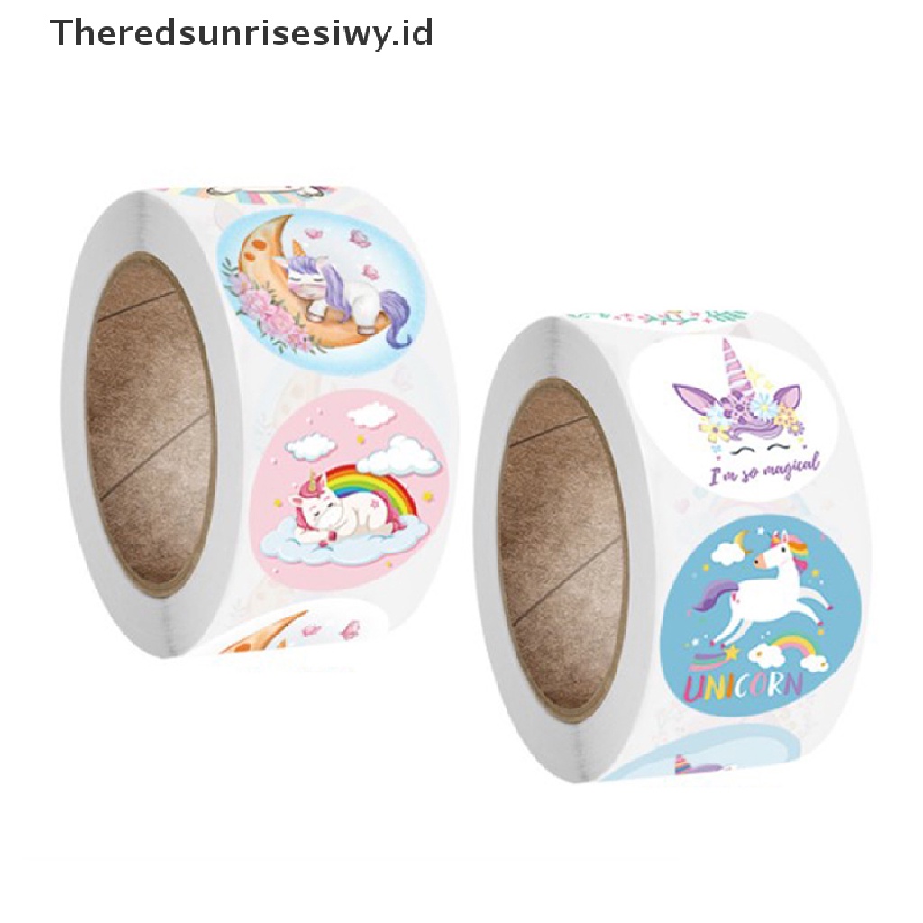 # Kado Mom &amp; PAPA DIY # Motif Hewan Unicorn 500pcs/roll Desain Kado Dekorasi Handmade Sticker~