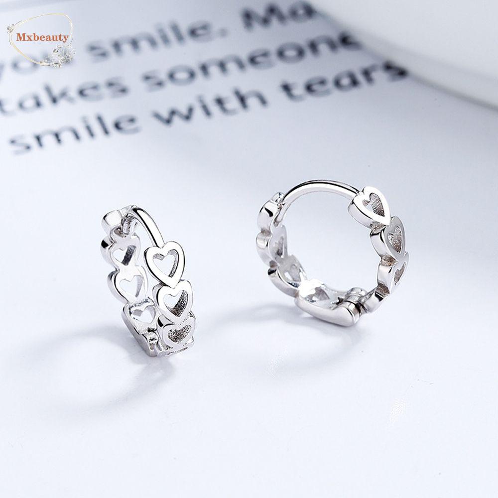 Mxbeauty Cinta Hati Anting Mewah Manis Melubangi Hadiah Pesta Gadis Tindik Gaya Korea Lingkaran Anting-Anting