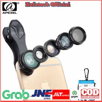 APEXEL 5 in 1 Lensa CPL Fisheye Macro Telephoto Wide Angle Lens - APL-DG5H - Black - 5VSC1GBK