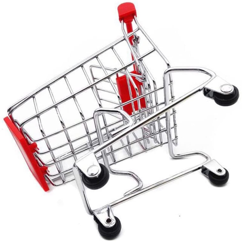 Supermarket Hand Trolley Keranjang Belanja Mini Dekorasi Desktop Storage Mainan