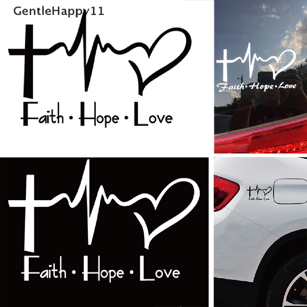 Gentlehappy Faith Hope Love Vinyl Stiker Mobil Kartun Yesus Kristen Religiou Simbol Alkitab id