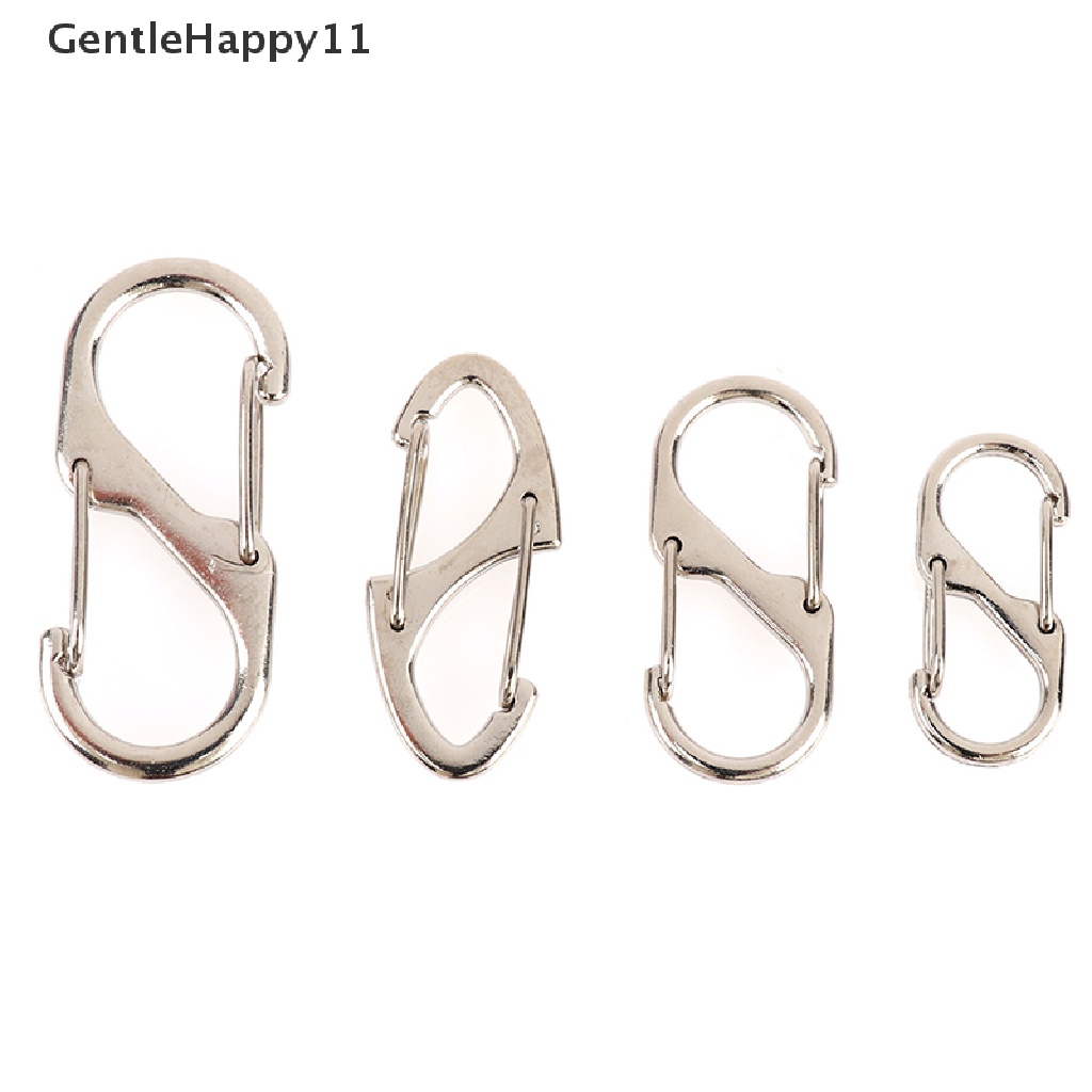 Gentlehappy 10pcs Carabiner Stainless Steel S Type Dengan Kunci Mini Gantungan Kunci Hook id