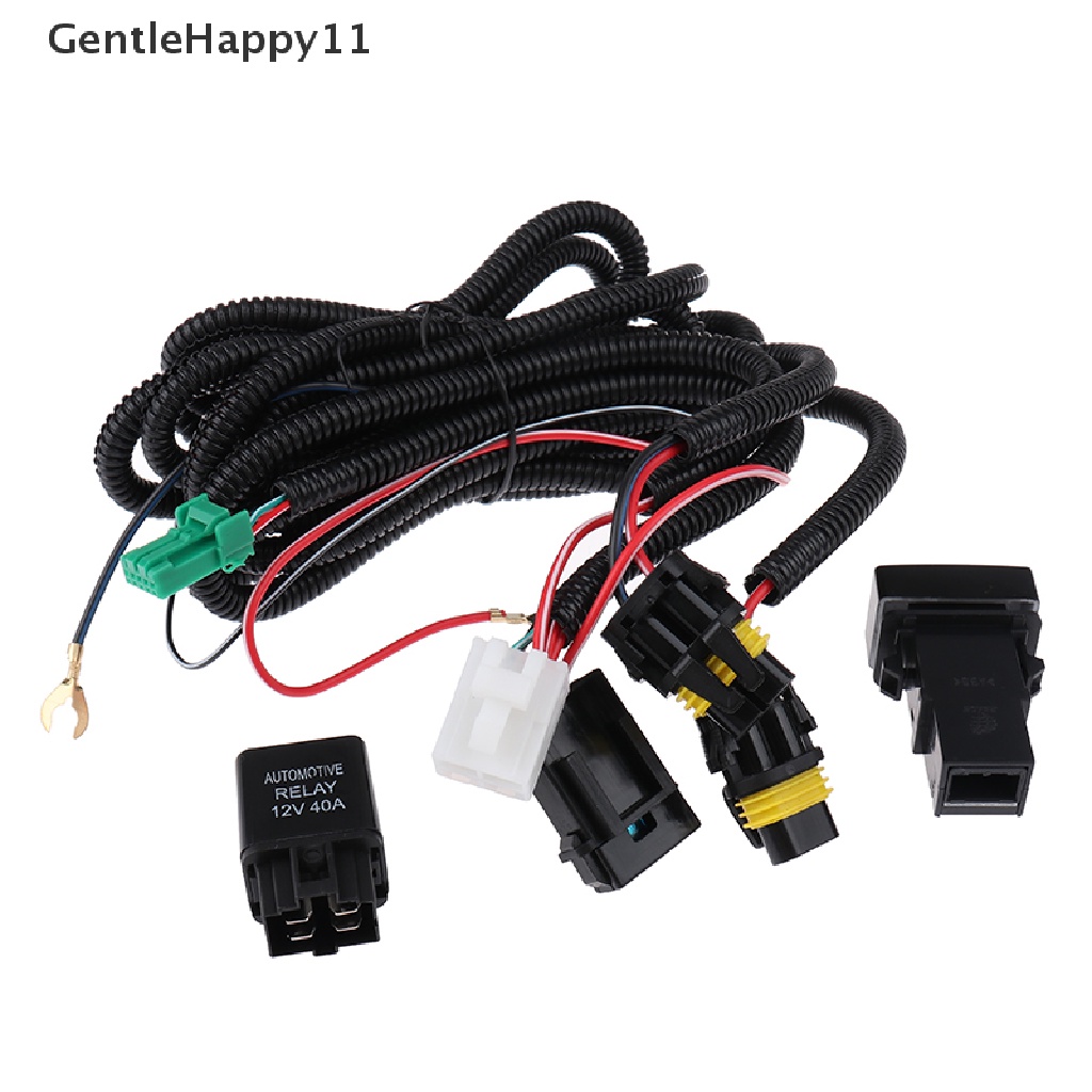 Gentlehappy H11 Fog Light Wiring Harness Soket Kabel Indikator LED Saklar 12V 40A Relay id