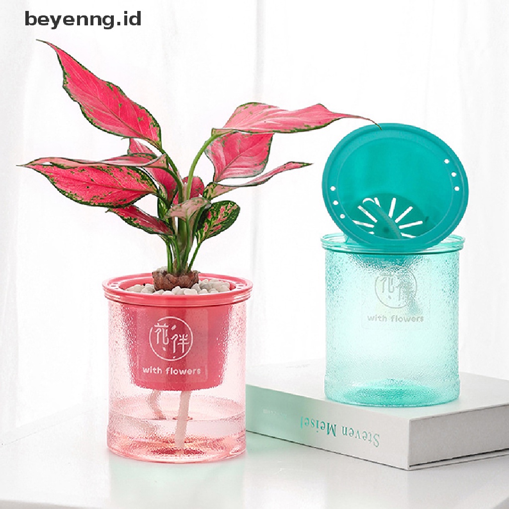 Beyen 1Pcs Pot Bunga Self Watering Air Otomatis Pot Bunga Plastik Transparan ID