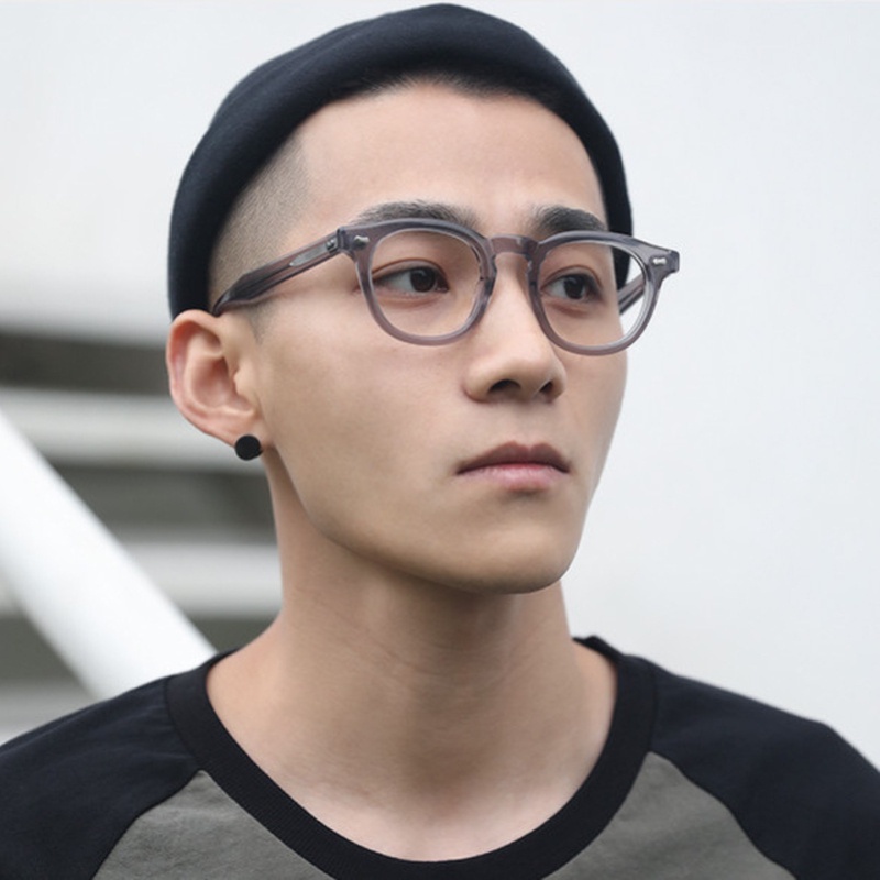 (YUZHU) Vintage Fashion Padi Kuku Bingkai Persegi Anti Cahaya Biru Kacamata Korea Fashion Gaya Sastra Logam Berengsel Eyeglasses