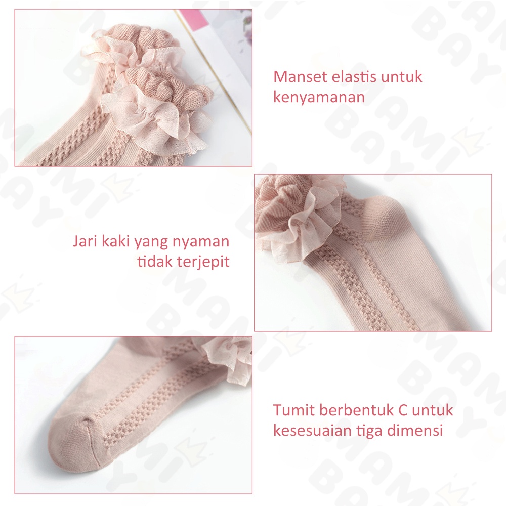 OKEYI Kaos kaki renda anak bayi perempuan lucu kaus kaki motif Dasi kupu-kupu korea untuk 3-12tahun