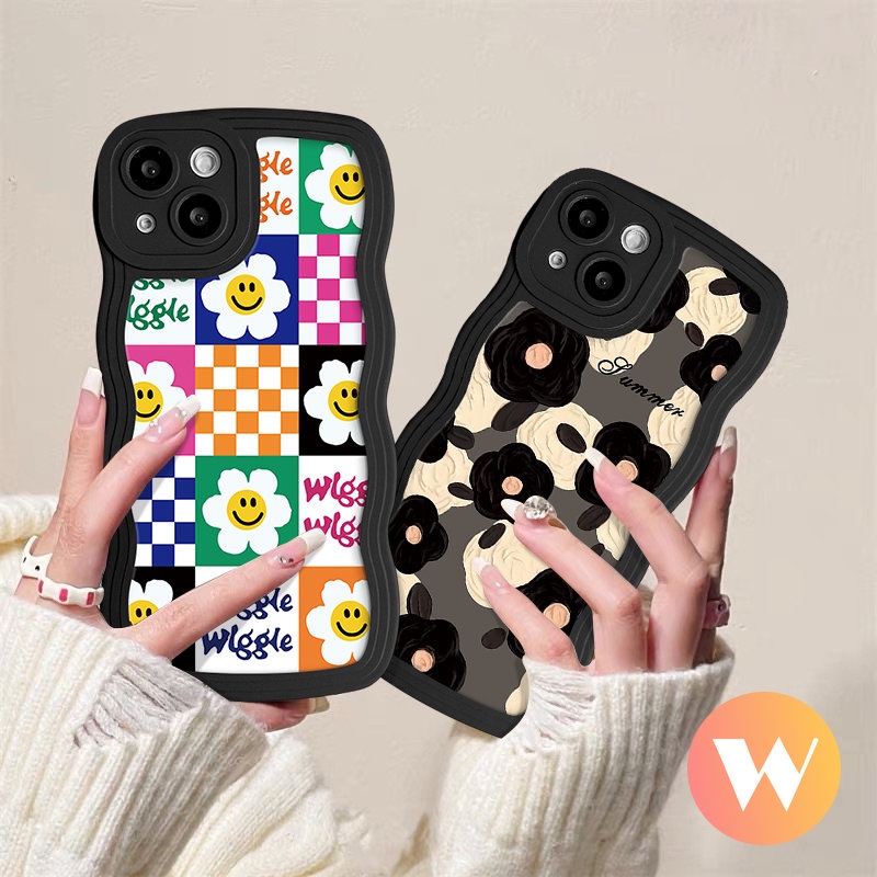 Fashion Art Flower Case Redmi 12C A1 10 9C NFC 9a1+10C 10A 9T 9A Redmi Note 10s 9 8 10 Pro Max 11s 11 9s POCO X3 NFC Pro M3 Mi 11T Pro Checkerboard Smile Sunflower Soft Cover