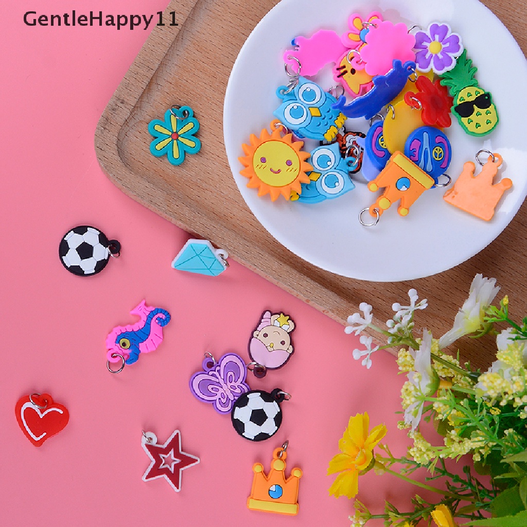 Gentlehappy 30 Pcs diy Kartun Warna-Warni Hewan Bunga Manik-Manik Liontin Membuat Manik-Manik Mainan  Id