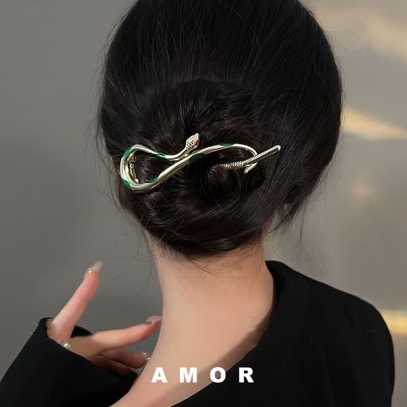 Snake metal hair clip Hindbrain Sendok Wanita