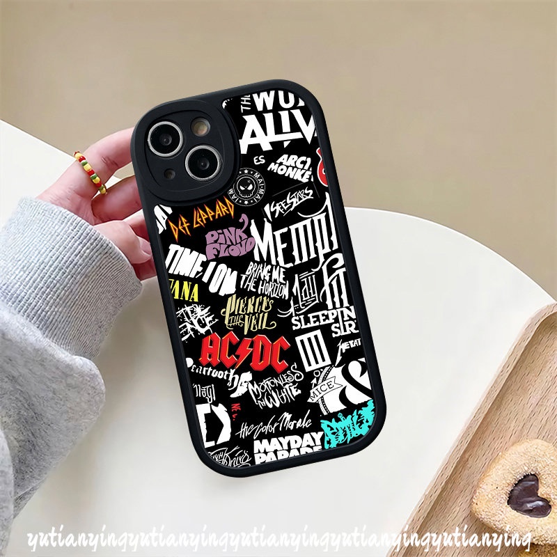 IPHONE Fashion Graffiti Huruf Case Kompatibel Untuk Iphone11 12 13 14 Pro Max X XR XS Max 7Plus 6s 6 7 8 Plus SE 2020 Lembut Tpu Shockproof Phone Cover