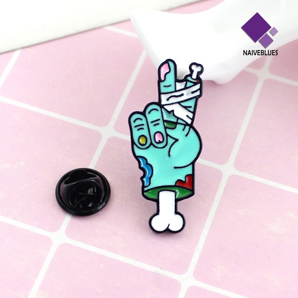 &lt; Naiveblues &gt; Bros Tangan Tengkorak Lucu Pin Enamel Lencana Baju Scraf Perhiasan Hadiah