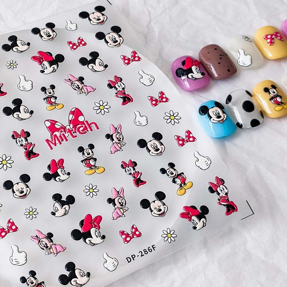 Mxbeauty Kartun Stiker Kuku Wanita Fashion Kucing Pony Mickey Mouse Self Adhesive Dekorasi Kuku