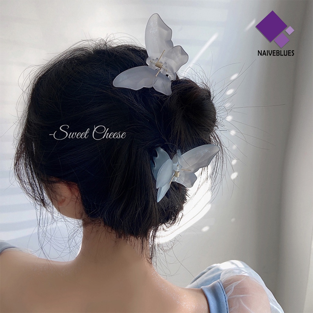 &lt; Naiveblues &gt; Fashion Hair Claw Elegan Cross Teeth Butterfly Design Aksesoris Klip Rambut