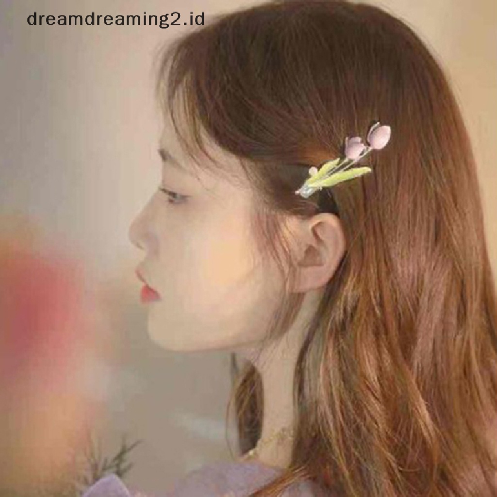 (dream) Jepit Rambut Poni Hair Clip Bentuk Bunga Tulip Fashion Untuk Hadiah Wanita//