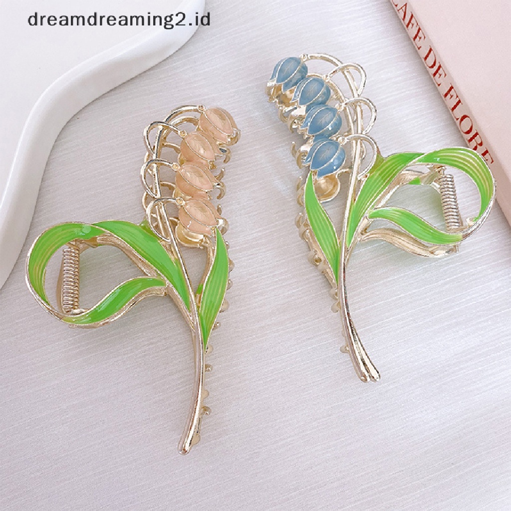 (dream) Elegant Hair Claw Bluebell Flower Hair Clip Aksesoris Rambut Jepit Rambut Cakar Klip//