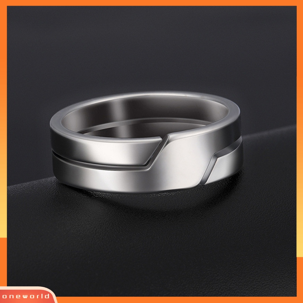 [EONE] Cincin Pasangan Klasik Geometri Glossy Hias Semua Pertandingan Hadiah Perhiasan Stainless Steel Pria Wanita Kepribadian Pola Garis Pertunangan Jari Cincin Untuk Pakaian Sehari-Hari