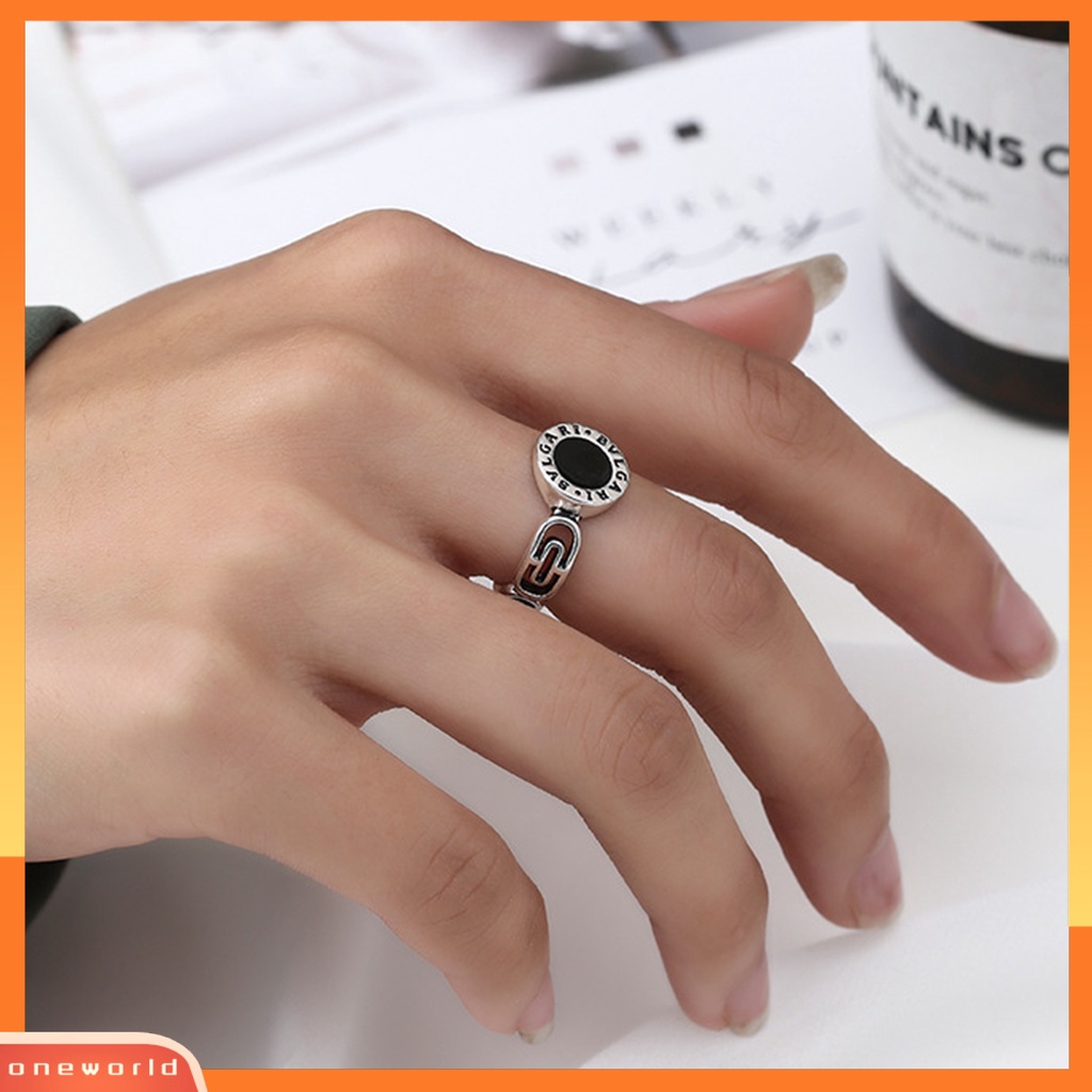 [EONE] Cincin Pasangan Gaya Punk Hias Desain Terbuka Dapat Disesuaikan All-match Hadiah Perhiasan Geometris Pria Wanita Permata Imitasi Dekorasi Jari Cincin Untuk Pakaian Sehari-Hari