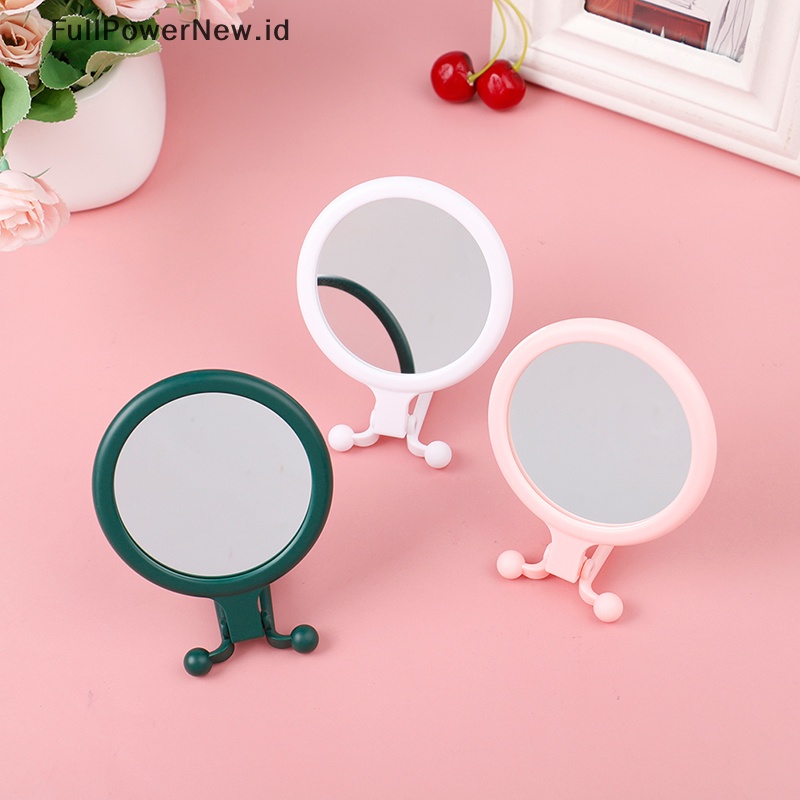 Power 2X Magnifying Vanity Makeup Mirror Dua Sisi Genggam Lipat Kosmetik ID