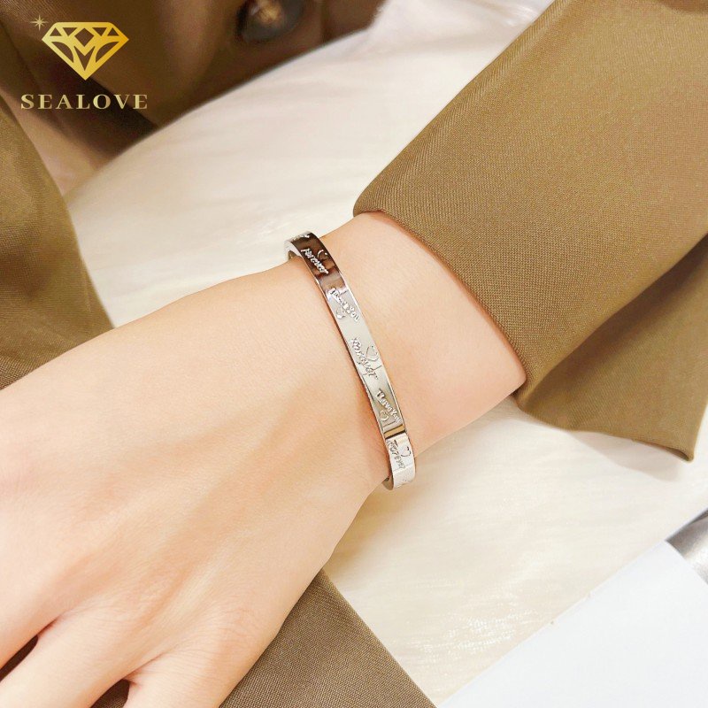 Gelang titanium Wanita Anti Karat Huruf Love Forever Cantik Bangle Emas 18K Aksesoris Mewah Korean Style COD