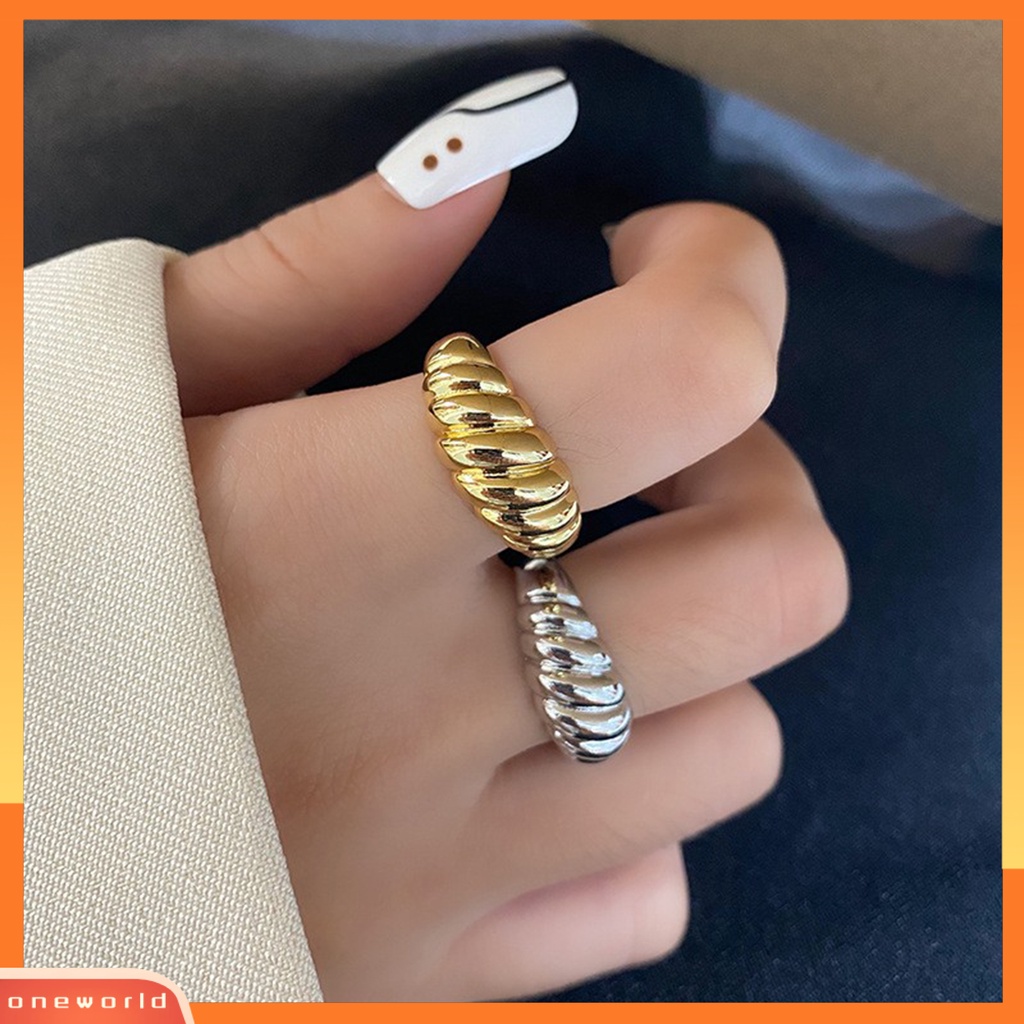 [EONE] Cincin Jari Terbuka Dapat Disesuaikan Berlebihan Tidak Luntur Vintage Dekorasi Kepribadian Wanita Perhiasan Perancis Croissant Cincin Perhiasan Aksesoris