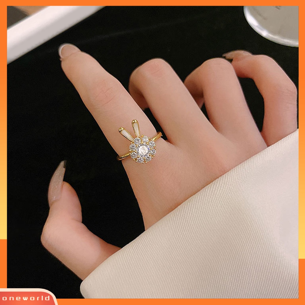 [EONE] Knuckle Ring Electroplating Cubic Zirconia Geometris Adjustable High Gloss Dress Up Hypoallergenic Halus Kelinci Pesona Terbuka Cincin Wanita Perhiasan