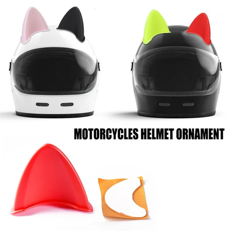 [Grosir] Universal Colorful Helm Motor Sepeda TPU Telinga Kucing Lucu Tanduk Setan Decor Stiker Dekorasi Moto Elektrik Mobil Mengemudi Styling Aksesoris Decals